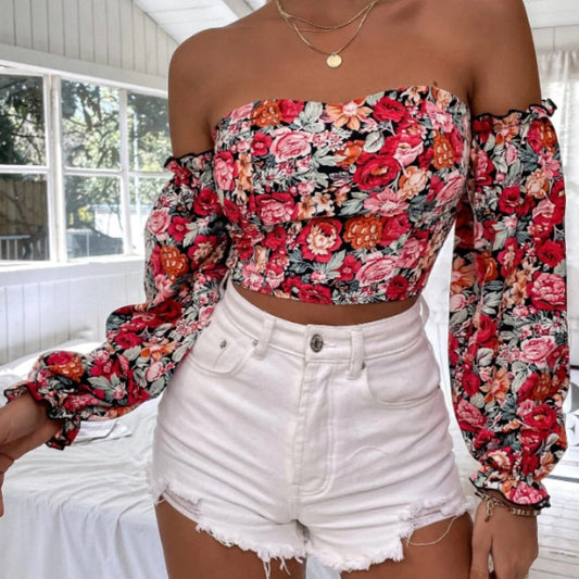 Women's Printed Casual Off-the-shoulder Dress